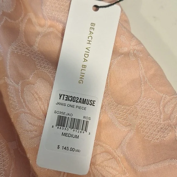 Elegant Lace-Up Pink One Piece Swimsuit - Picture 2 of 3